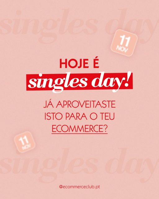 Hoje é Singles Day. 
Já aproveitaste esta data para o teu negócio? 🤩

Aqui vão algumas ideias rápidas para ainda tirares partido do dia:

✨ Promo “só para mim”, com oferta por tempo limitado de descontos exclusivos para quem comprar apenas 1 unidade (perfeito para produtos individuais).

🛒 Flash sale de 11h, para criar urgência com 11% de desconto durante 11 horas!

🎁 Brinde surpresa em compras acima de X€, oferece um mimo com o tema “self love”.

📲 Stories interativos para fazeres sondagens tipo “qual o presente perfeito para ti mesma?” ou “o que comprarias se fosse só para ti?”.

Este dia comemorativo é a oportunidade perfeita para reforçares o cuidado e atenção da tua marca, o consumo consciente e ainda testares uma mini-campanha relâmpago antes da Black Friday.

💡 Guarda este post como inspiração para a tua próxima campanha.

#EcommerceClub #MakeItHappen #EcommerceTips #LojasOnline