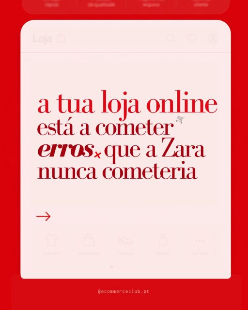A tua loja online está a cometer erros que a Zara nunca cometeria (e podem estar a contribuir para que percas vendas). 

👀 Na Zara, os saldos funcionam porque o cliente sente que é a oportunidade perfeita para comprar algo que já gostava e desejava. 

E muitas lojas online cometem o (grande!) erro de colocar os seus produtos em saldos para tentar despertar o desejo na marca. 
👉🏻 Resultado? Precisam de dar descontos maiores, comunicar com urgência forçada e competir apenas pelo preço.

A Zara tem muito sucesso na época de saldos porque o trabalho começou antes, quando criou perceção de valor, deslumbrou na apresentação das peças e combinação de looks e despertou a vontade de pertencer à comunidade e até conseguir as peças que ficaram virais nas redes sociais 🤭

Queres saber como podes criar este interesse pelo produto?
💬Diz-me nos comentários e eu trago todas as dicas para conseguires, de forma simples.