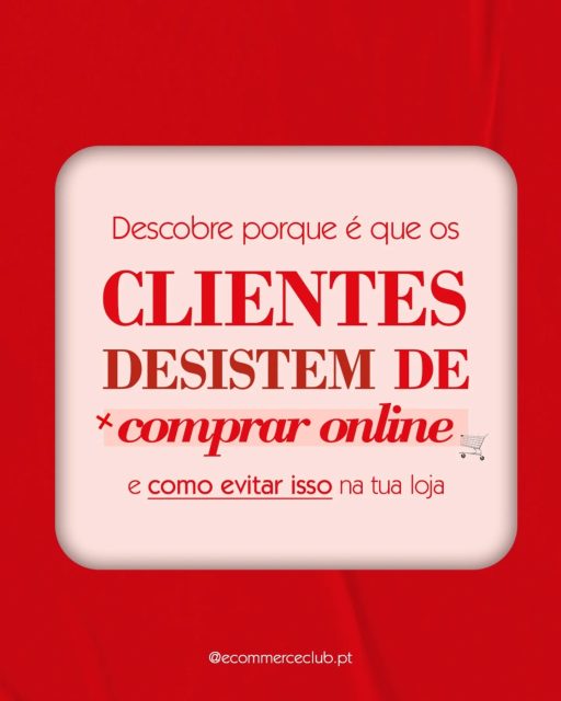 Descobre porque é que os clientes desistem de comprar online e como evitar isso na tua loja! 

👐 A maioria dos empreendedores fica surpreendido ao saber que una grande percentagem de carrinhos de compras são abandonados antes de finalizar a compra. 

Ou seja, os clientes entram na loja e têm intenção de comprar, mas desistem. 
🤐 E, ao contrário do que possas pensar, pode não ser o produto ou o preço. 

Muitas vezes, são pequenos detalhes que fazem toda a diferença. 

Será que estás a perder oportunidades de venda por pequenas coisas que conseguirias solucionar em poucos minutos? 

-
Ecommerce Club
🛒 Tornamos o ecommerce simples, leve e lucrativo para empreendedoras e gestoras
❤️ Your online success story starts here.